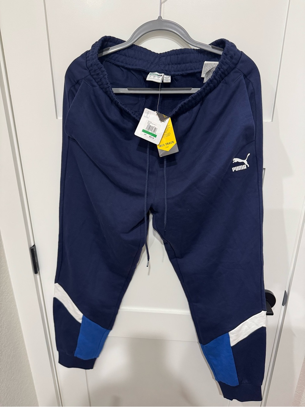 PUMA Kids Navy Blue Colorblock Jogger Pants